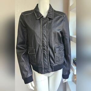 J. Crew Collection Distressed Leather Bomber Jacket
